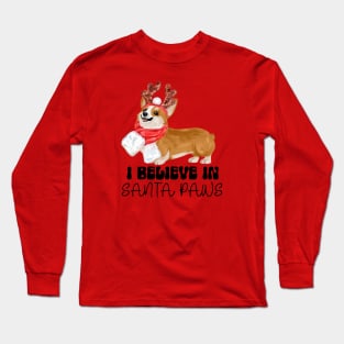 Santa Paws Corgi Shirt Dog Santa Long Sleeve T-Shirt